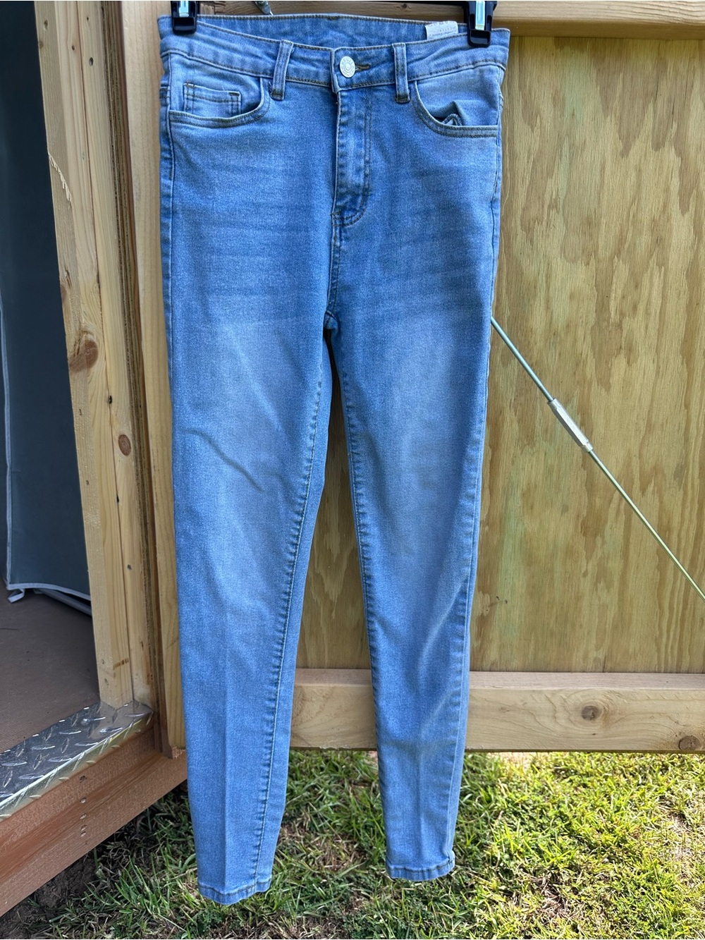 SHEIN Light Blue High-Rise Skinny Jeans